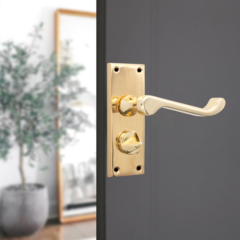 Victorian Scroll Privacy Lever Handle 115mm Polished Brass