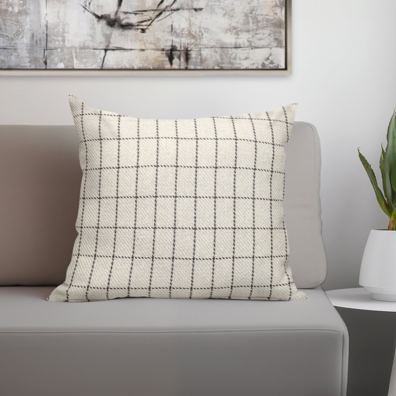 Plaid Cotton Reversible Throw Pillow
