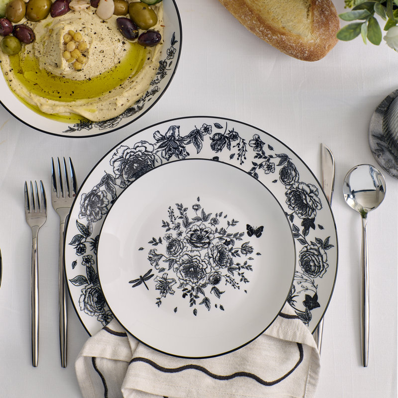 Stone Lain Esme 12-Piece Dinnerware Set Porcelain, Black
