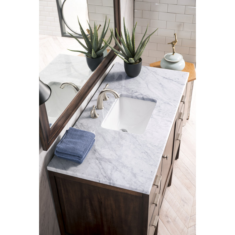 Addison 48'' W Single Vanity, Carrara White, Glossy White, 8" Widespread