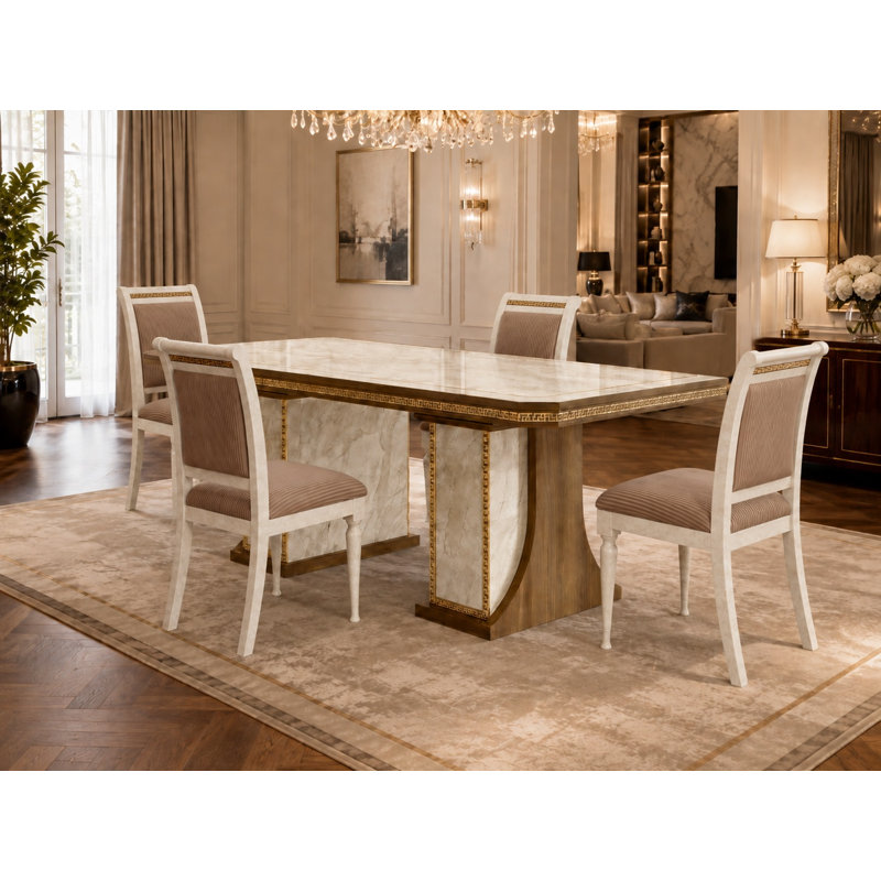 Ensemble de salle à manger extensible de luxe 5 pièces avec 4 chaises d'appoint