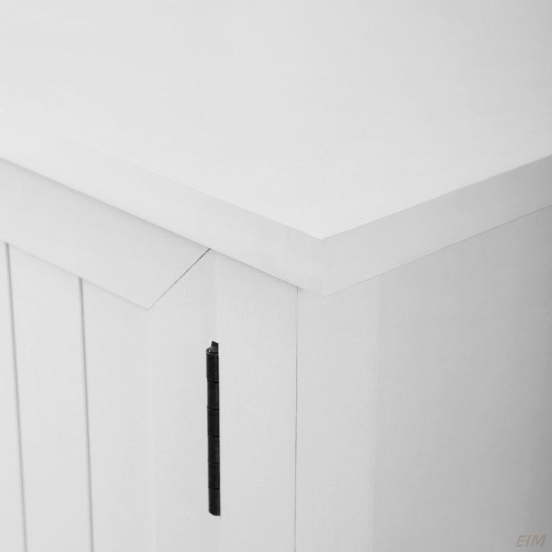 Meuble télé classique à porte rainurée pour téléviseur de 65 po ou moins (meuble télé), Blanc