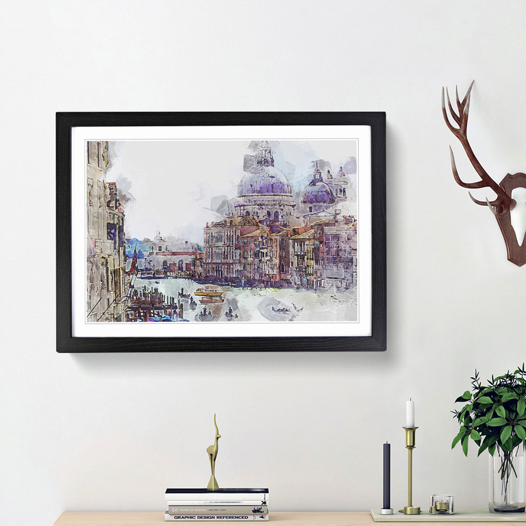 Canal Through Venice Italy in Abstract - Framed Print