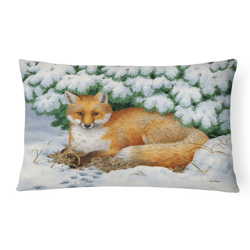  Winter Fox Fabric Indoor/Outdoor Throw Pillow