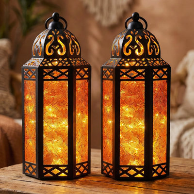 Lanterne décorative marocaine avec lumières DEL