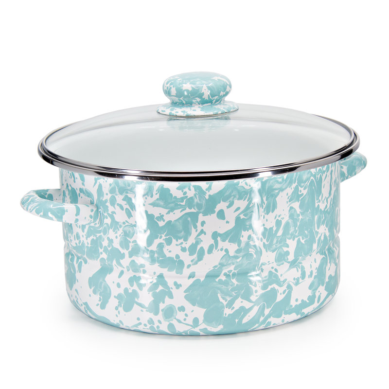 Sea Glass 6 qt. Non-Stick Enamelware Stock Pot with Lid