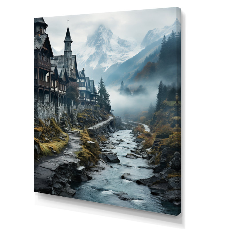 «Baxy Castles Misty Mountain Fortress III», reproduction sur toile, H 32 po x l 16 po x P 1 po, Toile tendue