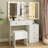 Vanity Desk with Mirror and Lights, Makeup Vanity with 5 Drawers and Hidden Jewelry Organizer-1456846804