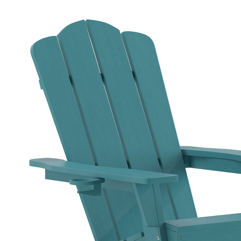Ayleah Commercial All-Weather Adirondack Chairs with Cupholders, Blue