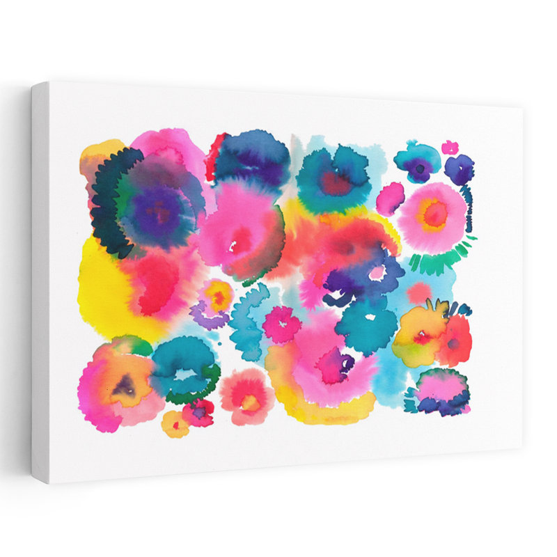 Art contemporain, art floral abstrait contemporain, H 32 po x l 48 po