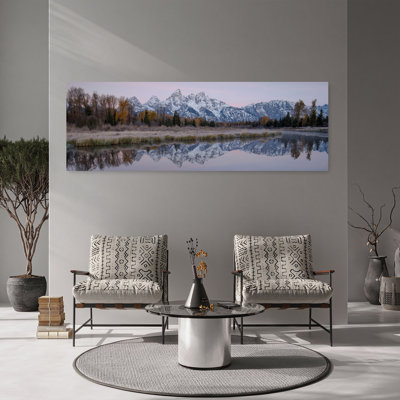 «Pink Mountain Reflections», art abstrait d'automne