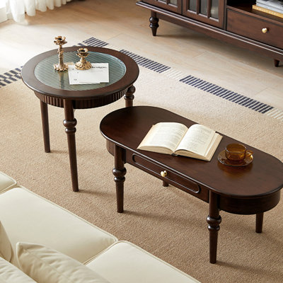 Table basse simple en bois massif rétro luxueux