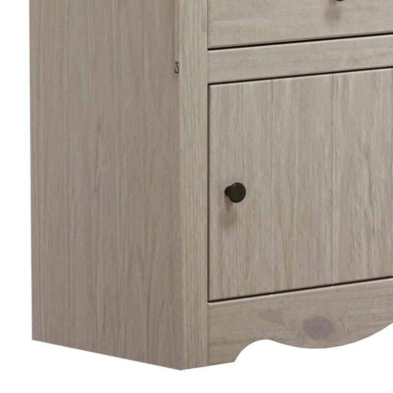Table de chevet Stav, 1 tiroir et porte, 25 pouces, style planche, bois massif, Blanc