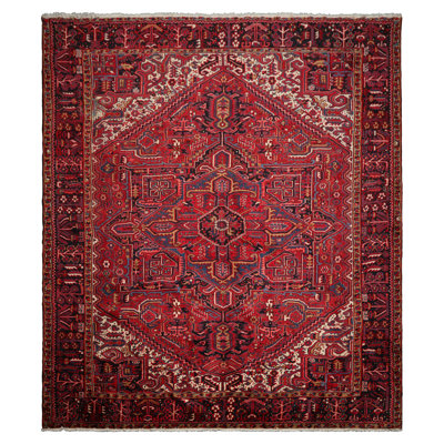 10'4''x12'1'' Hand Knotted Wool Red Traditional Rug