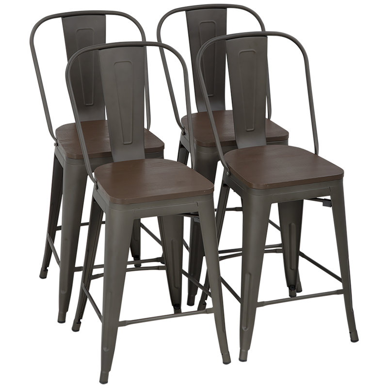Makhzane Counter Stool with Metal Frame, Bronze