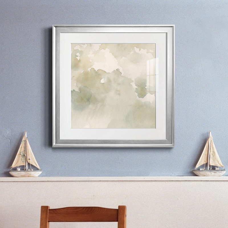 «Warm Clouds Abstract II», reproduction encadrée de qualité supérieure - prête à être accrochée, Papier avec cadre argenté