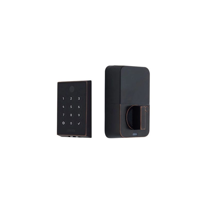 Emtek EMPowered 2 touches sans clé, avec Bluetooth-Wi-Fi et pêne dormant, , Laiton non laqué