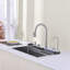 Évier de cuisine à cuve simple en acier inoxydable 304 avec robinet à cascade coulissant et lavabo à légumes-126238792