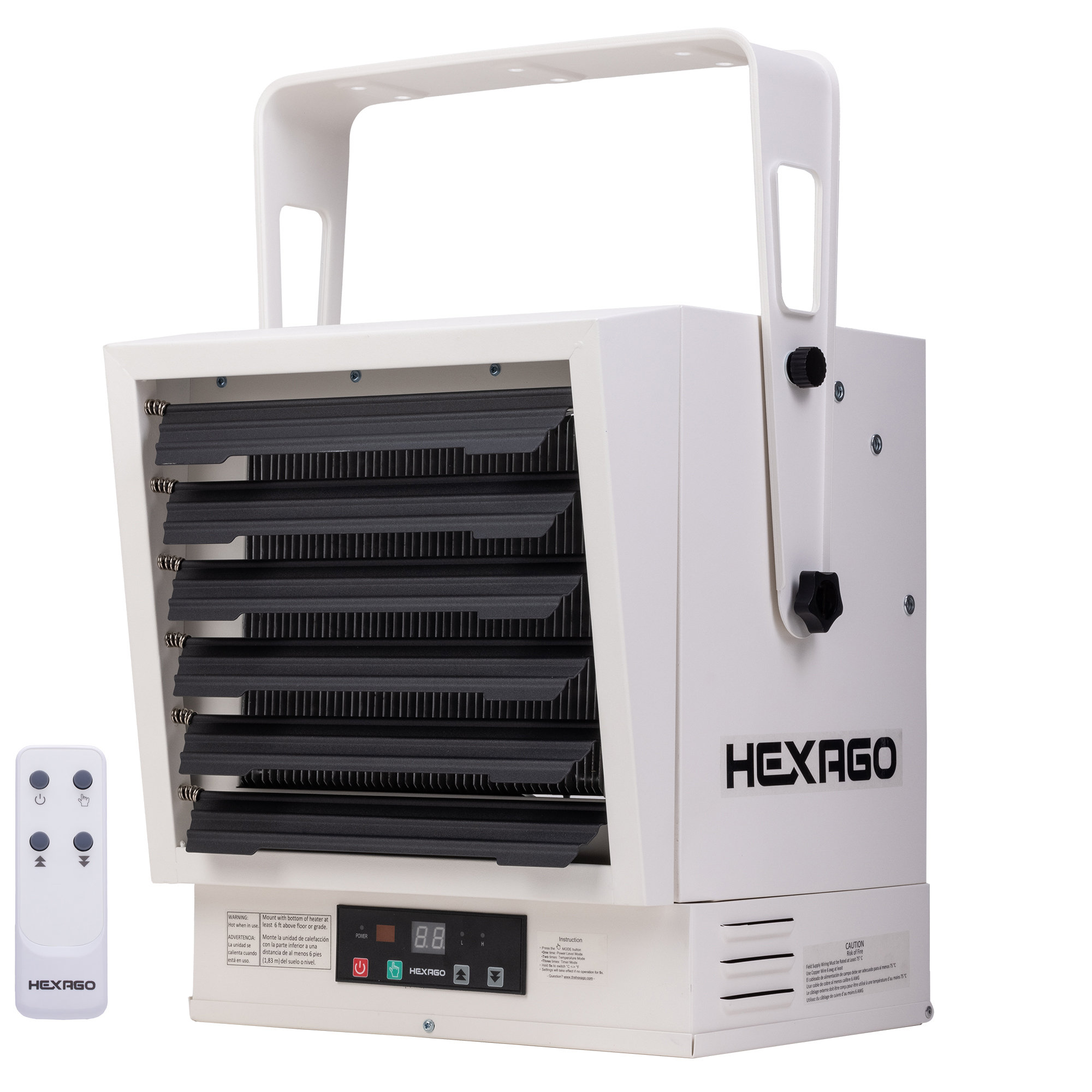 Hexago 10000 Watt Watt 34120 BTU BTU Electric High Efficiency Ceiling  Mounted Space Heater with Adjustable Thermostat , Remote Included and with  Digital Display | Wayfair