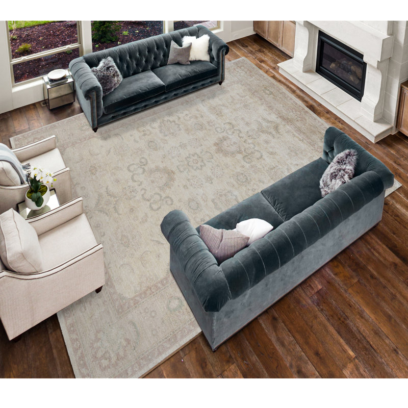 Sultanabad Hand-Knotted High-Quality Ivory Area Rug
