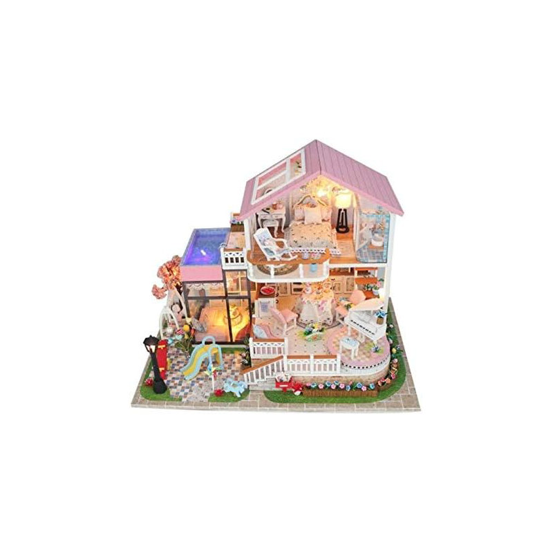 Miniature Wizardi Roombox Kit - Pink Villa Dollhouse Kit