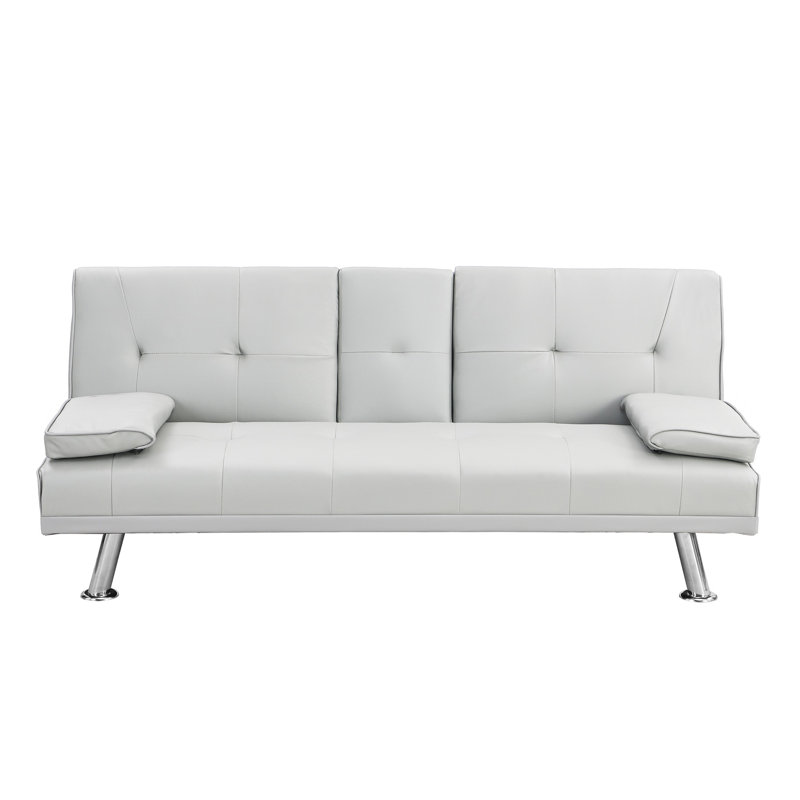 Canapé-lit Deantwan, Simili cuir blanc, H 28,3 po x l 66 po x P 31,7 po