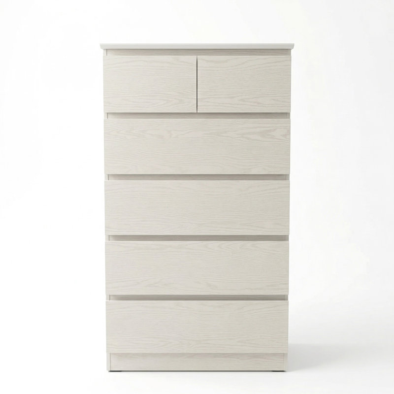 Commode 6 tiroirs Elegant Contemporary, Grain de bois blanc