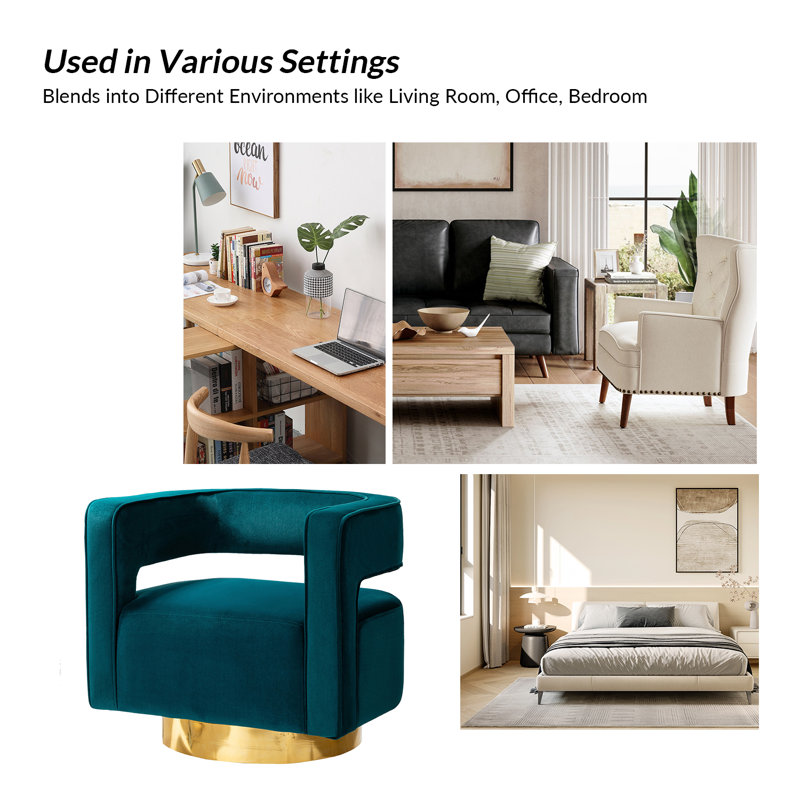 Aysha Velvet Swivel Accent Chair, Teal Velvet