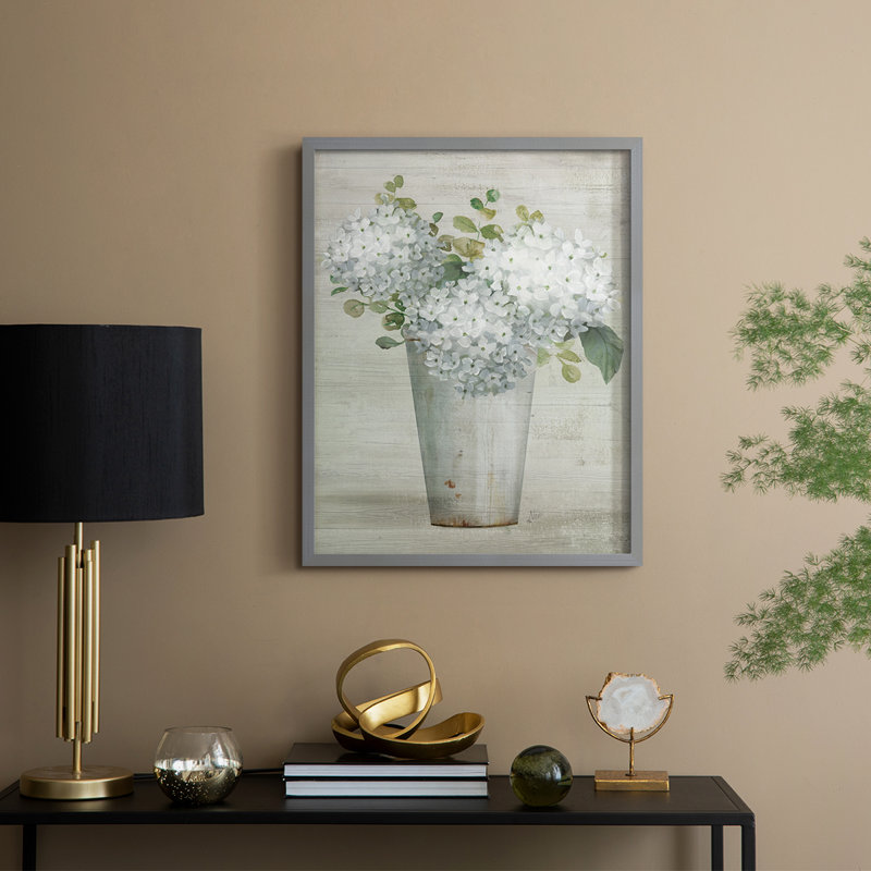 «Simply Hydrangeas II», reproduction encadrée - bois massif, Gris, H 21 po x l 17 po