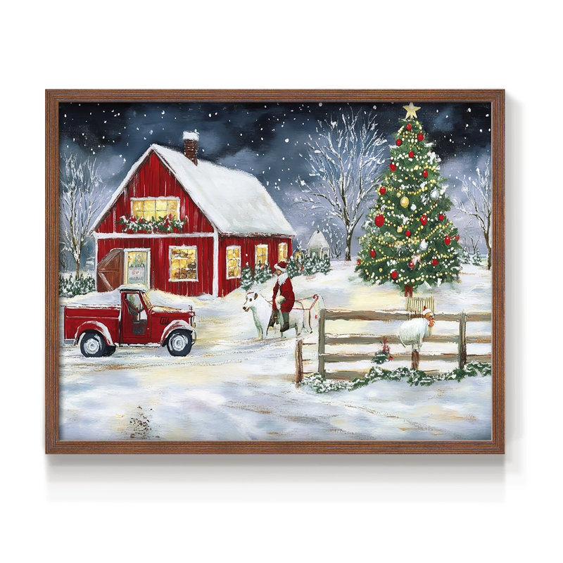 Art de Noël - DCCXI - Reproduction encadrée - Restickable, Noyer, H 16 po x l 20 po
