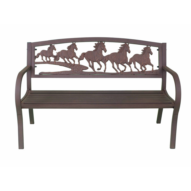 Horses Themed Steel and Cast Iron Bench