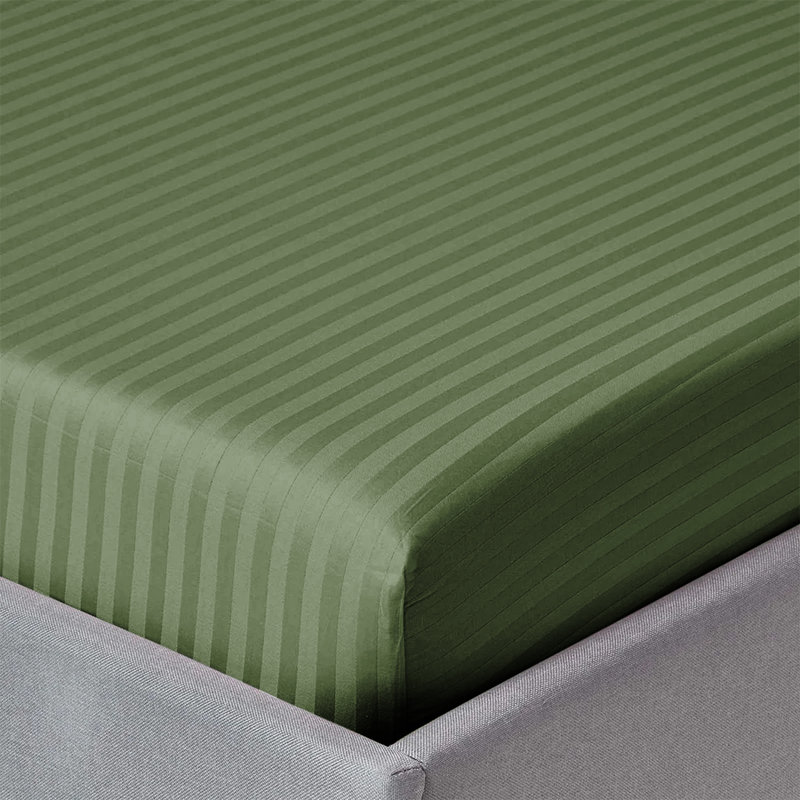 200 Thread Count Striped Microfiber Fitted Sheet, Olive Green, Single (3')