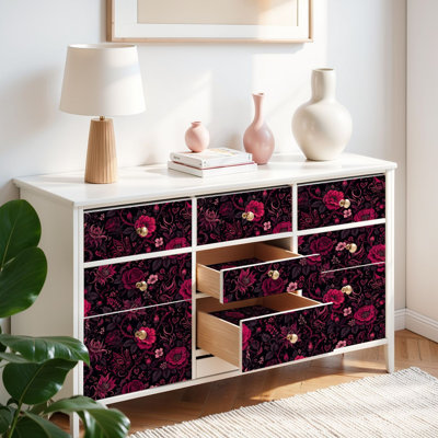 Peler et coller le papier peint orné de roses florales décoratives abstraites auto-adhésives et amovibles 17,7 po x 118 po (45 x 300 cm)