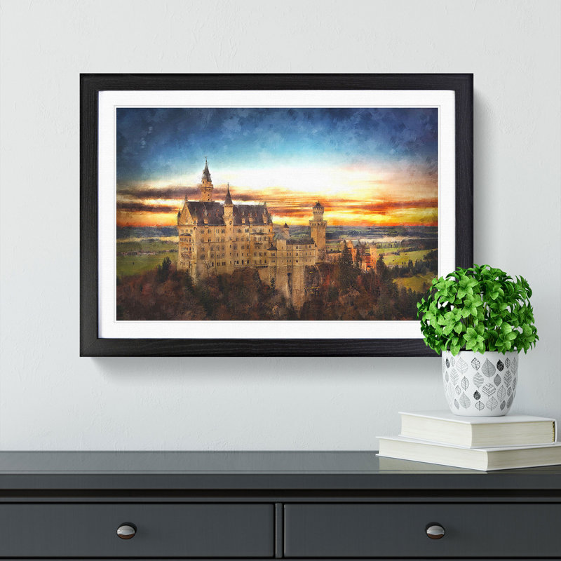 Neuschwanstein Castle - Picture Frame Graphic Art Print, Black Framed, 62cm H x 87cm W x 2cm D