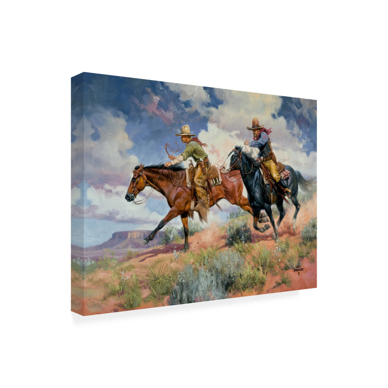 Art mural sur toile tendue - "Trouble's A Comin" de Jack Sorenson pour décoration de salon, de chambre à coucher ou de bureau - 14 x 19