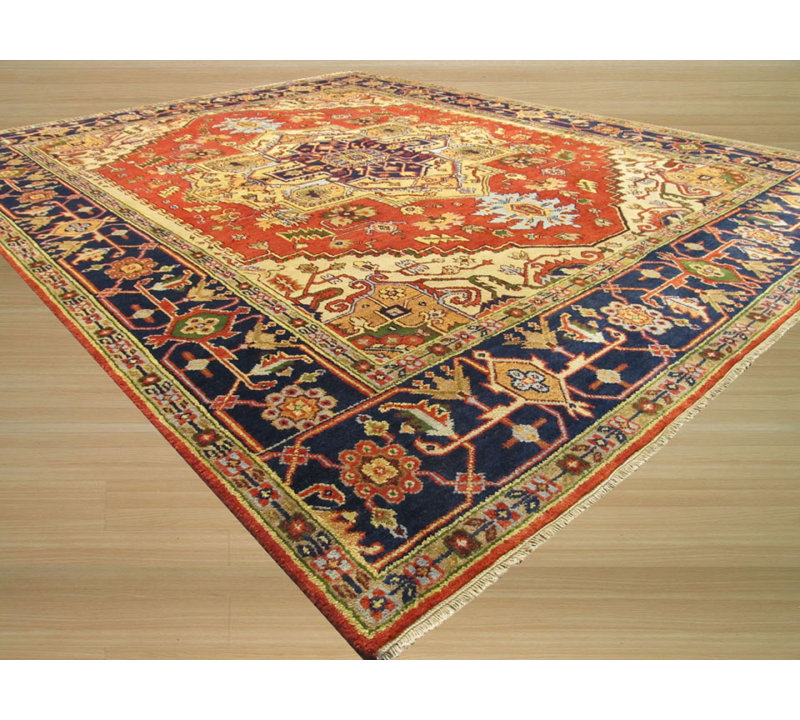 Tapis oriental en laine rouge noué à la main, Rectangle 4 pi x 6 pi