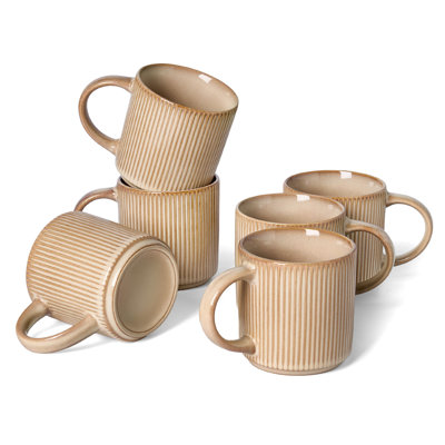 6 Pieces Stoneware Mug Set, Black Gold