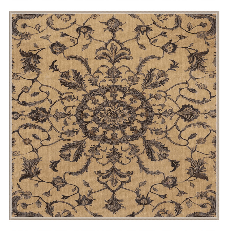 Tapis beige lavable à la machine, Carré 5 pi