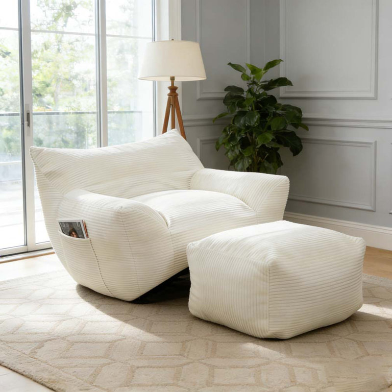 Fauteuil à billes, fauteuil à billes très grand et confortable, Blanc