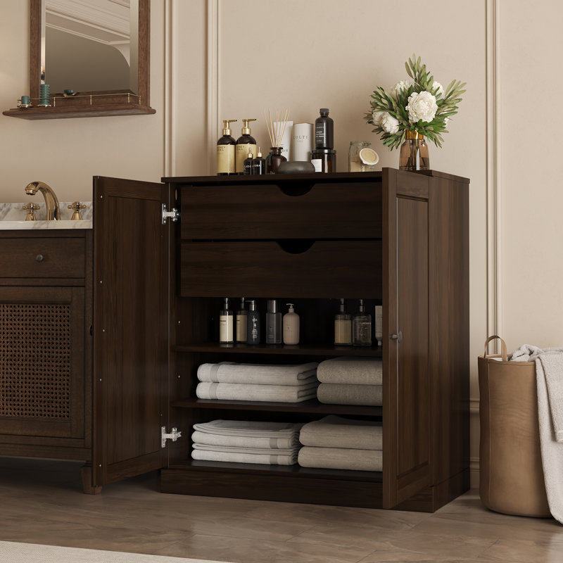 Palace Imports 100% Solid Wood Short Bathroom Linen Cabinet with Doors & Drawers, Adjustable Shelves, Modular Bathroom & Laundry Storage Cabinet, 32" W x 35.75" H