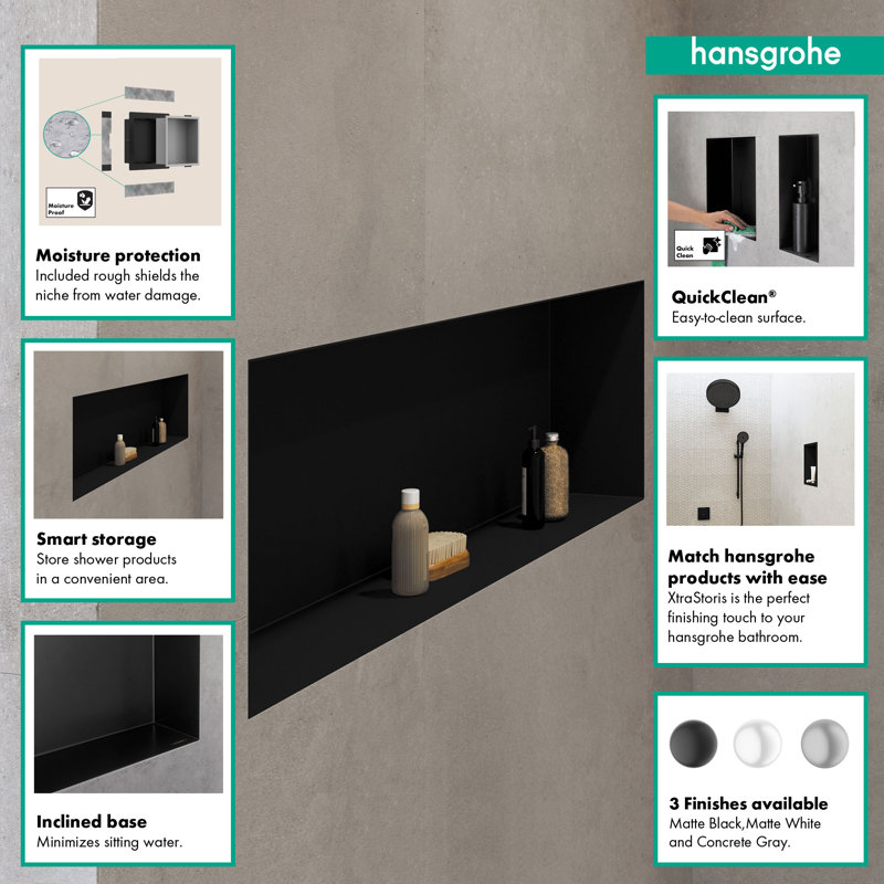 Niche de douche murale originale 39 po avec cadre intégré Xtrastoris, Blanc mat