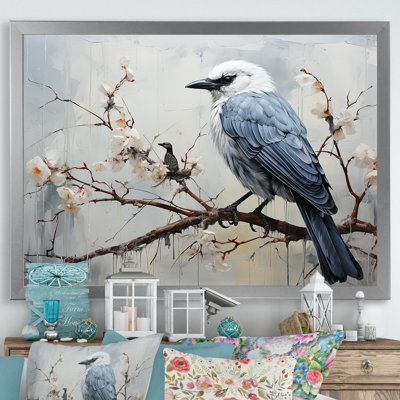 " Misty Blueray Bird On Branch "