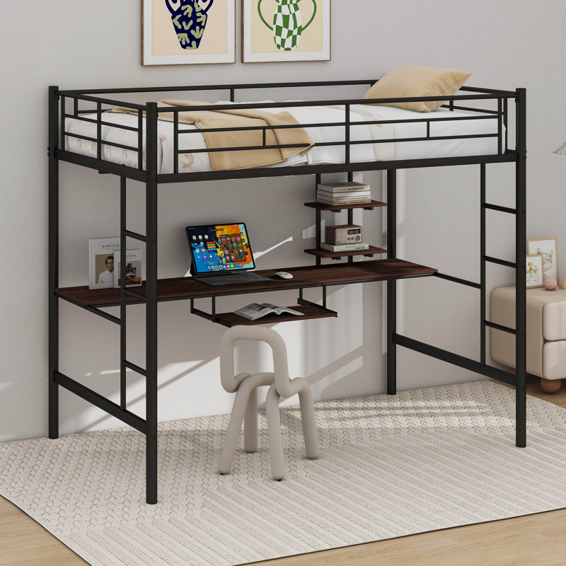 Lit mezzanine avec bureau et tablette