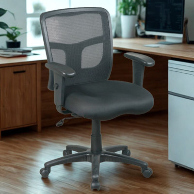 Chaise de bureau en Y avec dossier en filet et accoudoirs réglables, noir