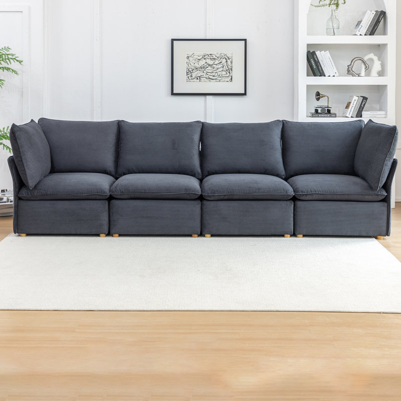 Canapé modulaire Hepworth Dejohn, H 36 po x l 125 po x P 33 po, 4, Gris