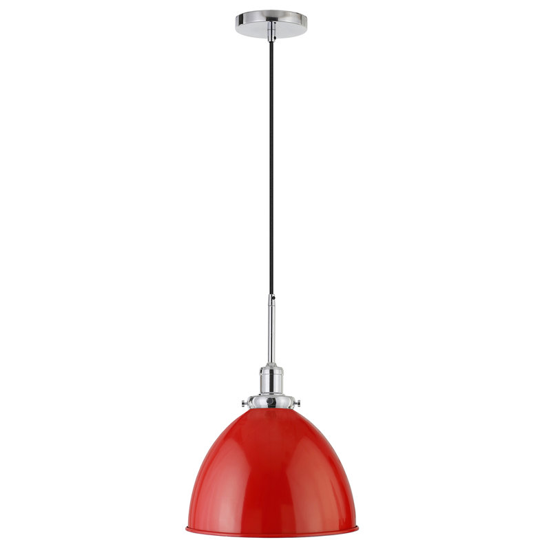 Luminaire suspendu en forme de dôme à 1 lumière Madison, Rouge / nickel poli