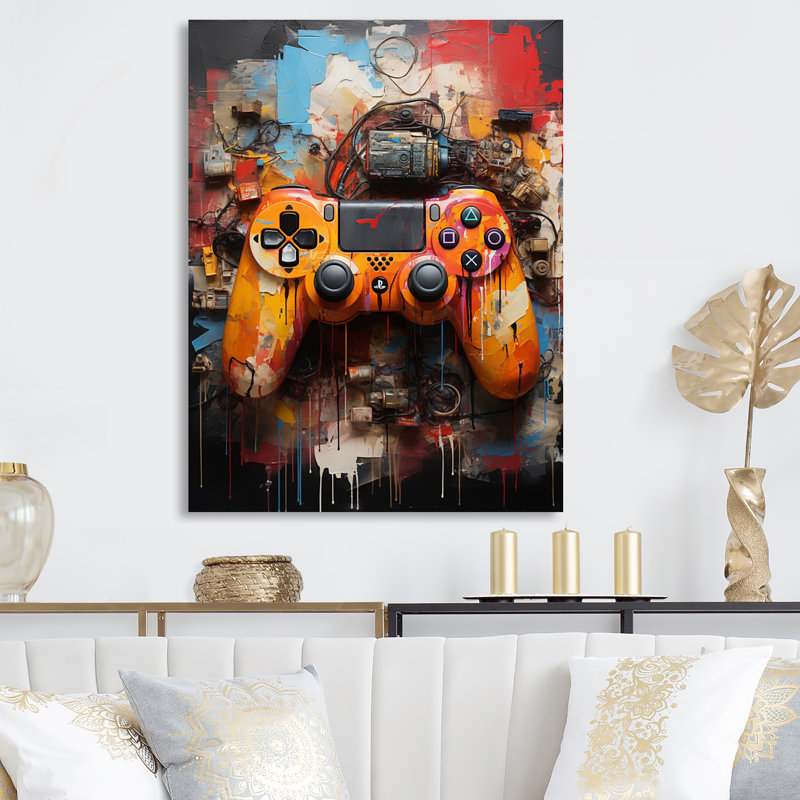 Coloré jeu vidéo Delight I - jeux vidéo, art mural en métal, salon, H 32 po x l 24 po