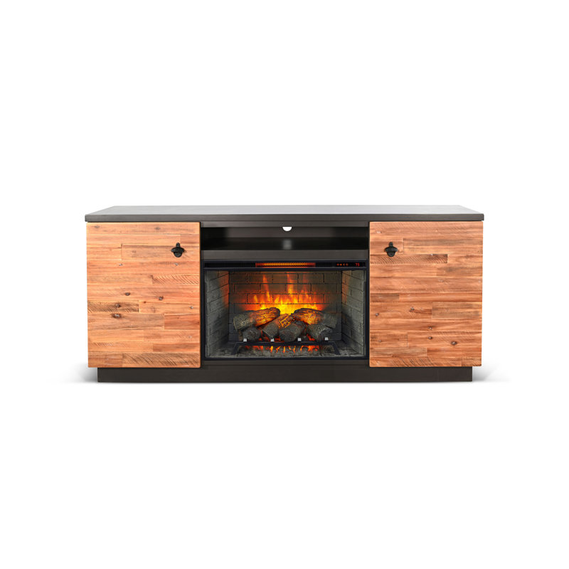 Rustic 78" Media Console with Electric Fireplace