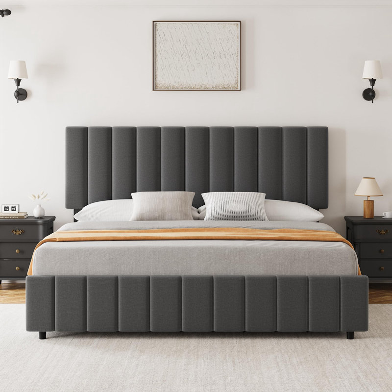 Ditchko Upholstered Bed, Dark Grey, King