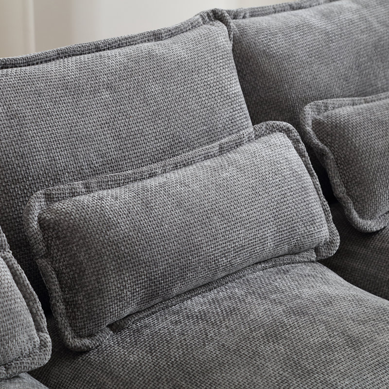 Odas 110.63'' Modular Sofa, Gray Chenille
